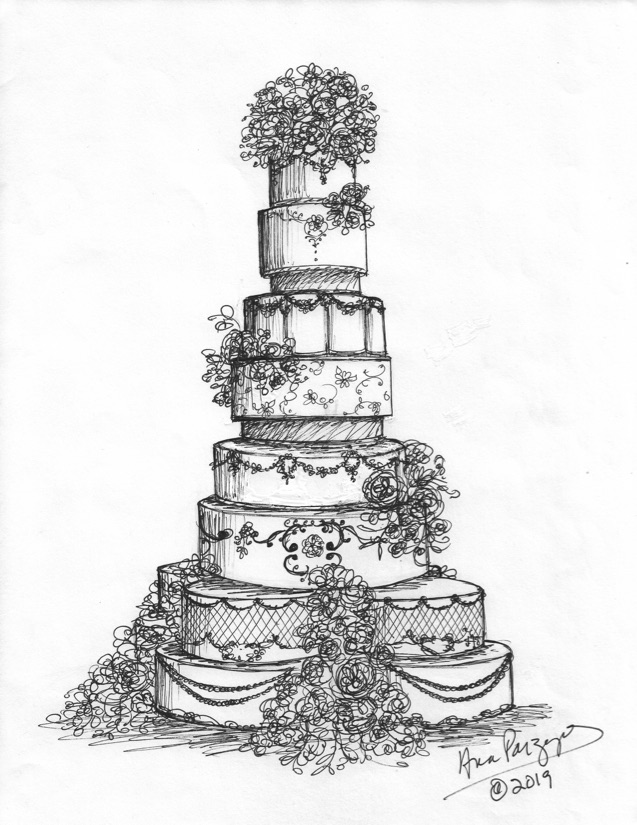 drawings of wedding cakes