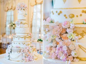 Exquisite Opulent Custom Wedding Cake at Rosecliff Mansion, Newport RI-Luxury Wedding Cakes by Ana Parzych