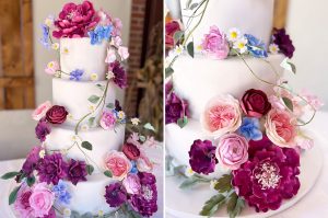 Exquisite Romantic Custom Wedding Cake at LionRock Farm, Sharon, CT -Luxury wedding cakes by Ana Parzych Cakes.